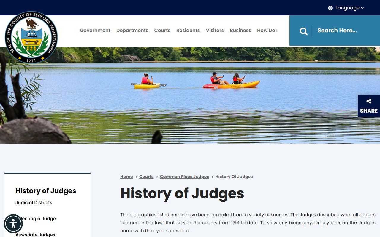 Bedford County Prothonotary records judicial history list