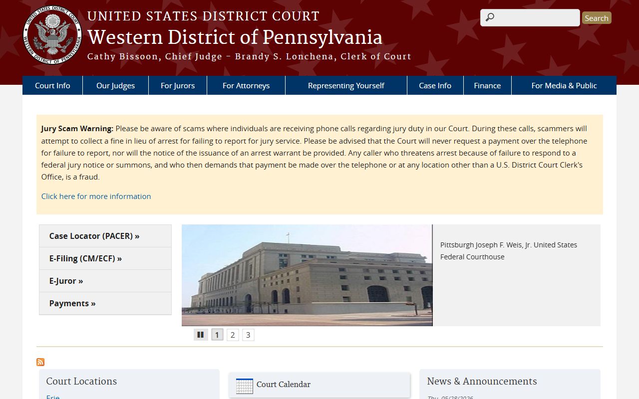 Bedford County Prothonotary records Western District court locations