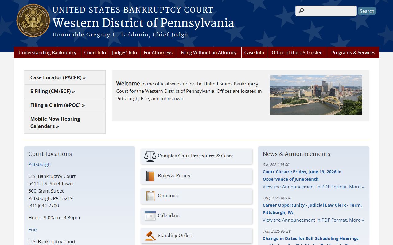 Bedford County Prothonotary records bankruptcy court distinction
