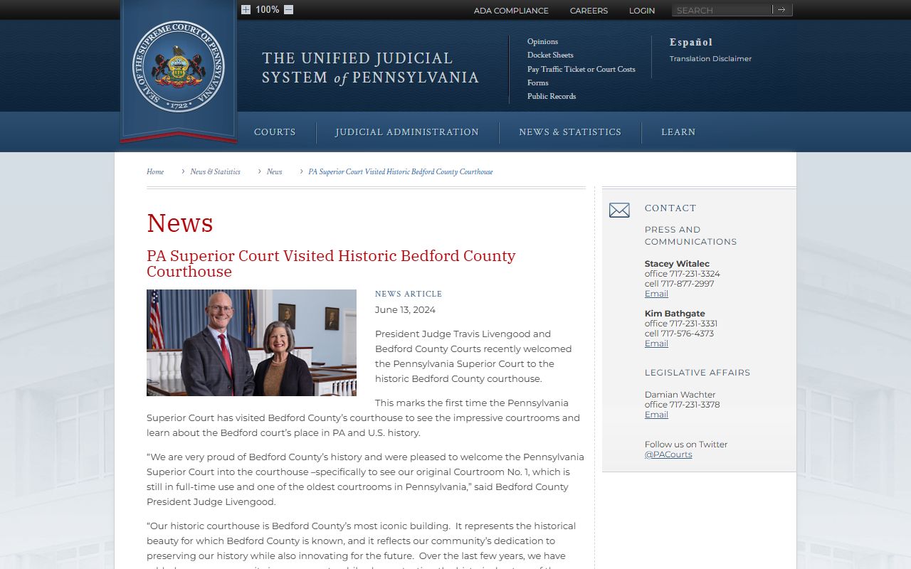 Bedford County arrest records and historic courthouse court files