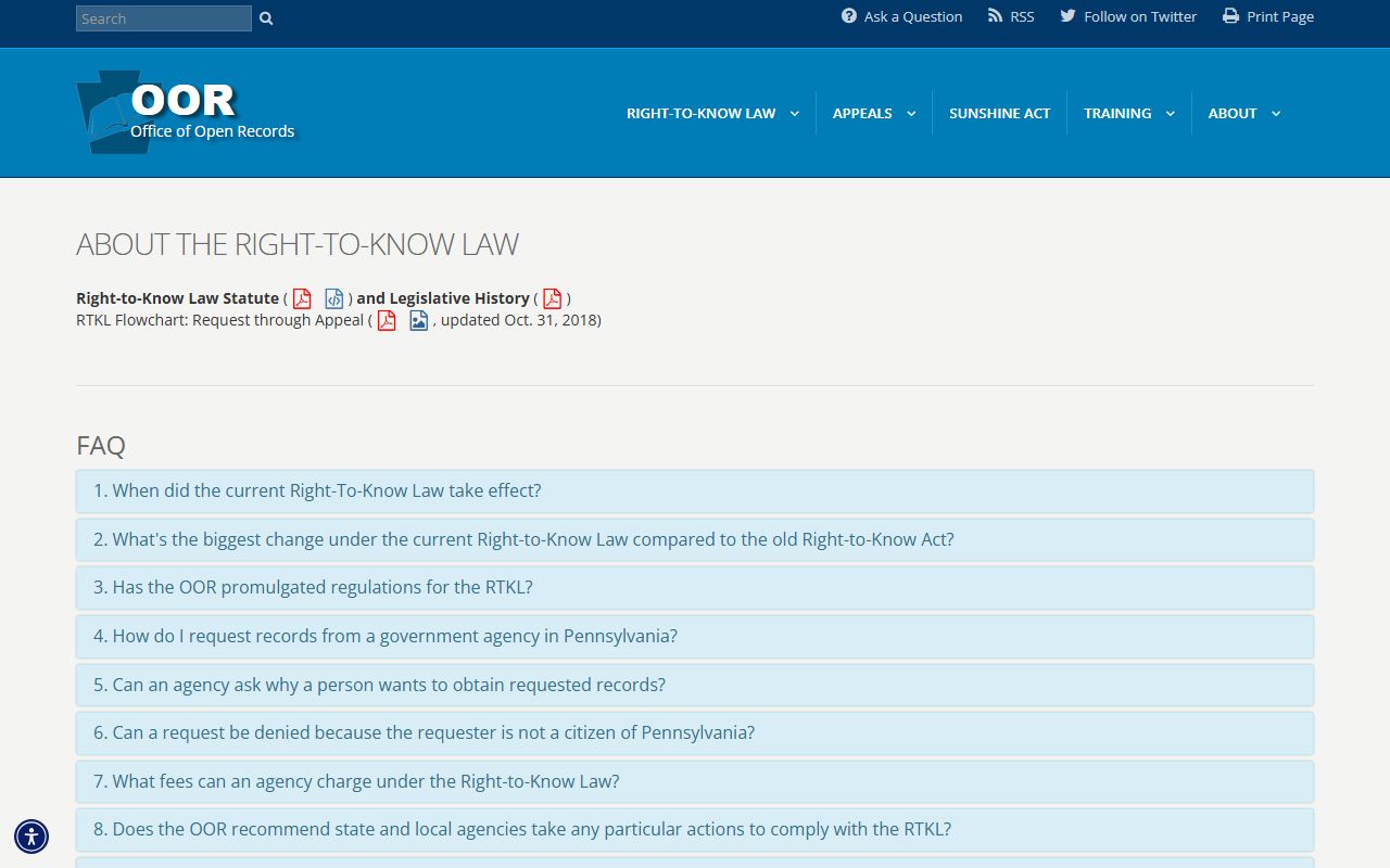 Bedford County court records Pennsylvania Right-to-Know Law overview