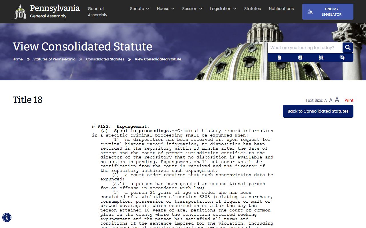 Bedford County criminal court records Pennsylvania expungement statute