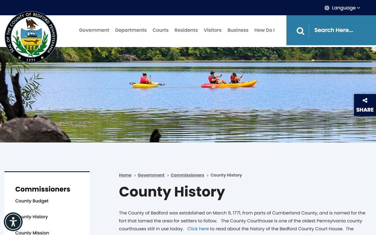 Bedford County Court records Bedford County history page