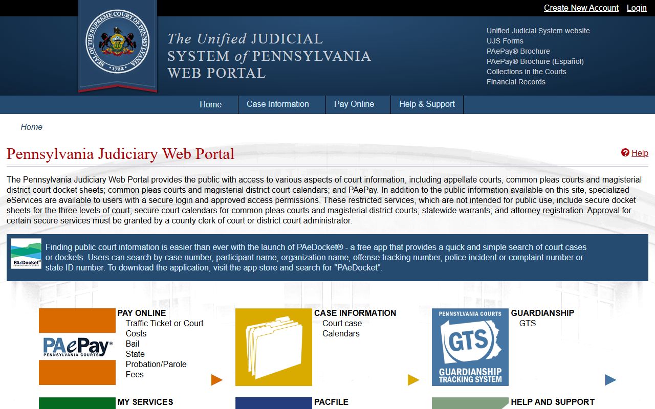 Bedford County traffic court records PAePay entry
